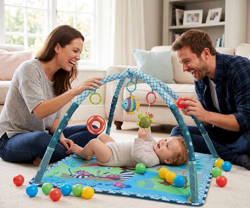BabyNest Play – Aktivna Podloga za Bebe sa Lukovima i 20 Loptica